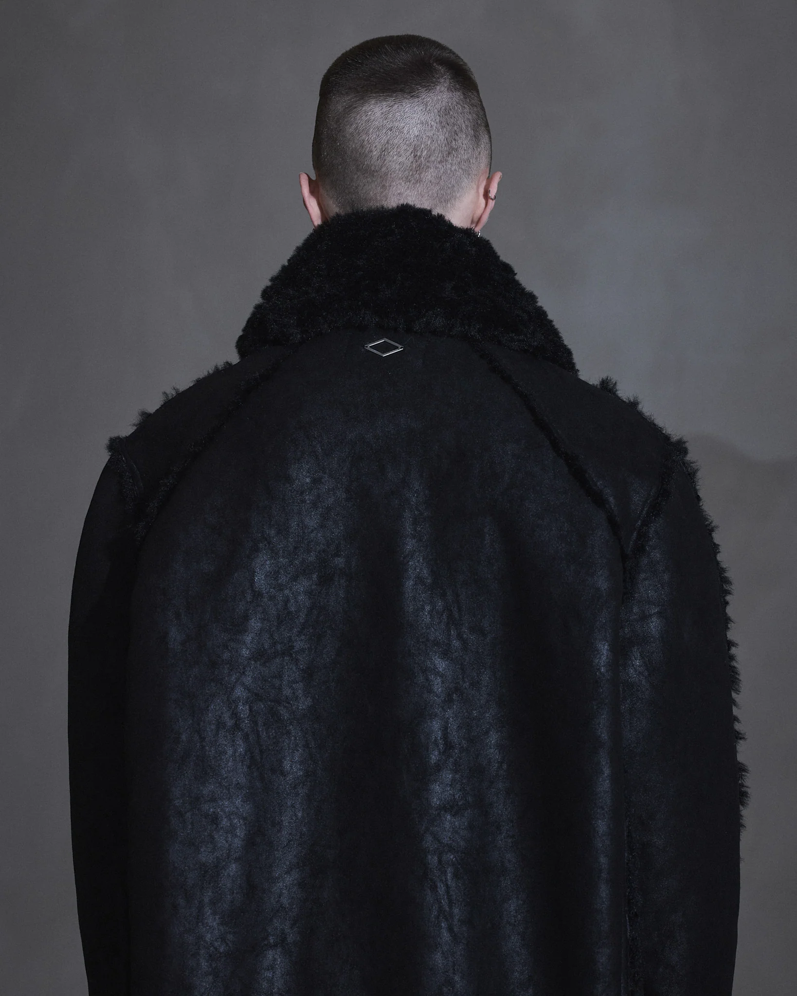 Faux Shearling Coat - Black - Image 4