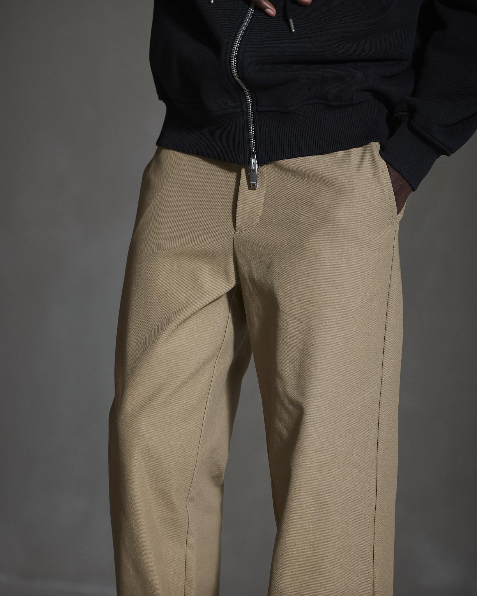 Straight Leg Trousers - Khaki Beige - Image 3